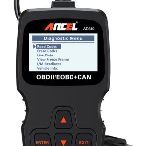 ANCEL AD310 Classic Enhanced Universal OBD II Scanner Car Engine Fault Code Reader CAN Diagnostic Scan Tool, Read and Clear Error Codes for 1996 or Newer OBD2 Protocol Vehicle (Black)