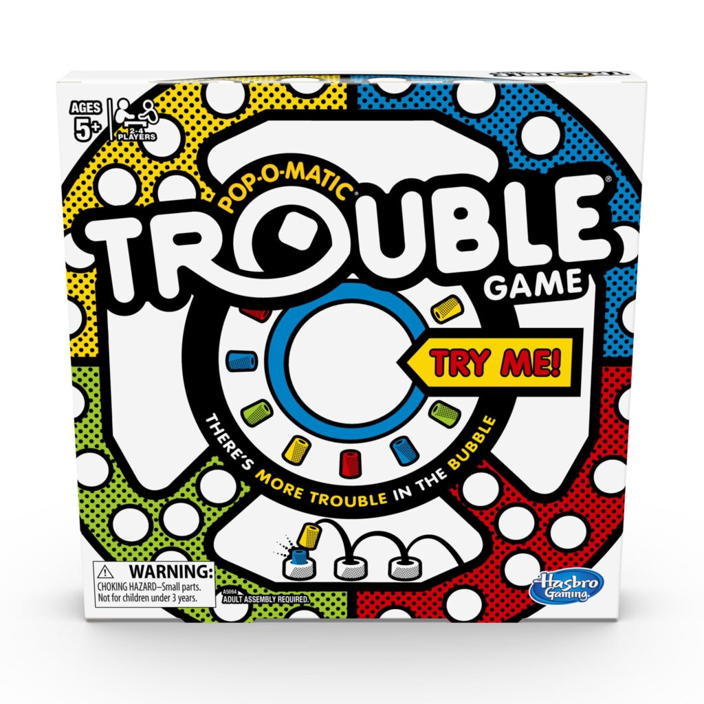 Hasbro Gaming Trouble Kids Board Game, Pop-o-Matic Trouble Game, Kids Games for 2-4 Players, Family Board Games for Kids, Kids Gifts, Ages 5 and Up, Packaging May Vary