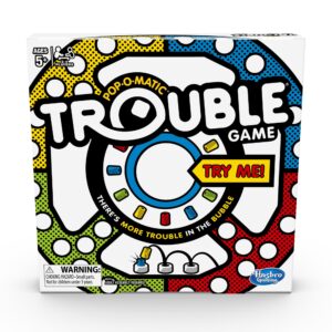 Hasbro Gaming Trouble Kids Board Game, Pop-o-Matic Trouble Game, Kids Games for 2-4 Players, Family Board Games for Kids, Kids Gifts, Ages 5 and Up, Packaging May Vary