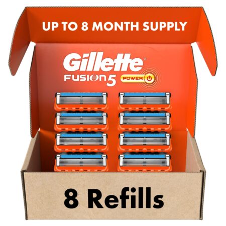 Gillette Fusion5 Power Razor Blades for Men, 5-Blade Razor Refills, 8 Count
